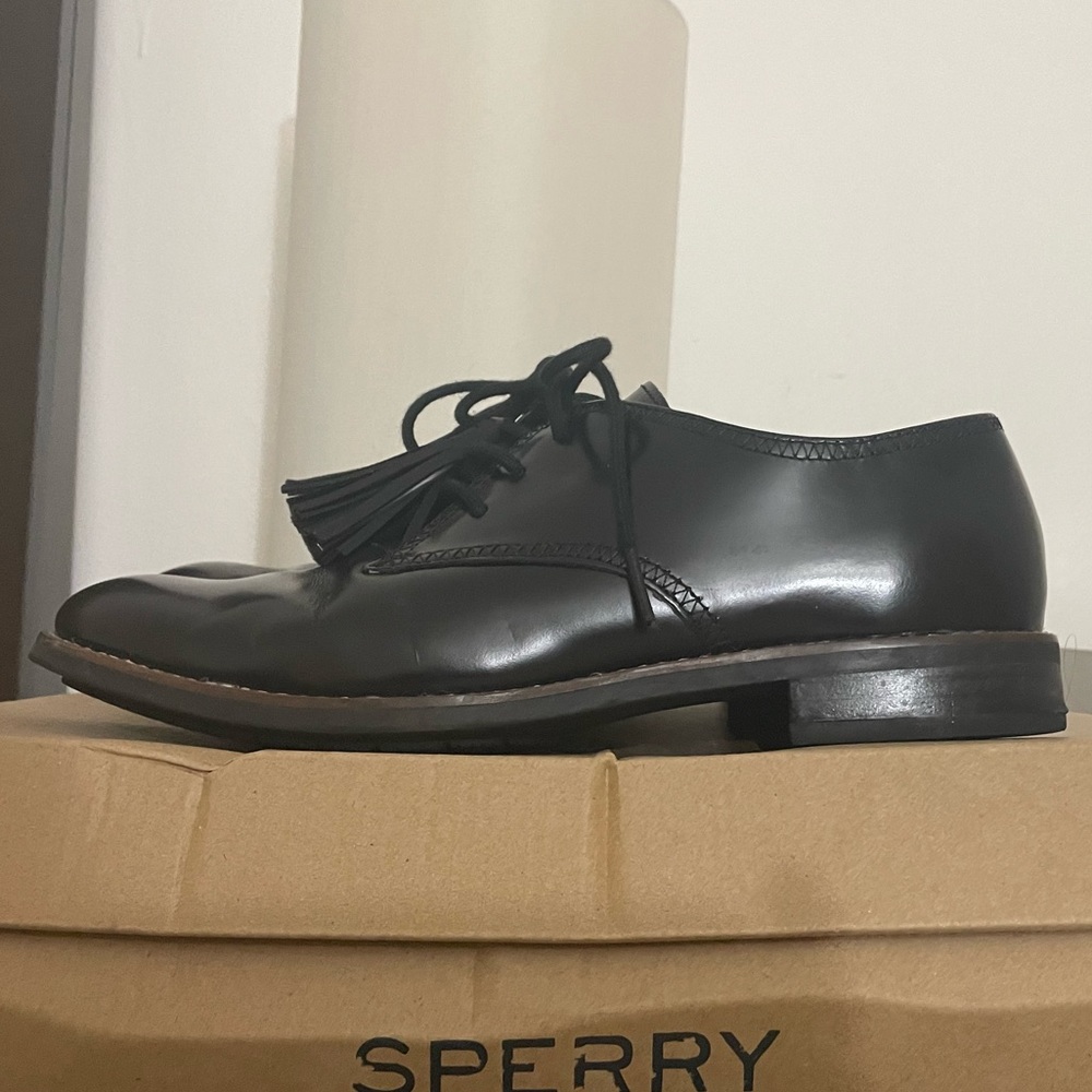 Sperry Tassel Fairpoint Leather Oxford Black Sz. 8.5